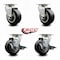 Service Caster 4 Inch Rubber on Aluminum Swivel Caster Set with Roller Bearings 2 Brakes SCC-20S420-RAR-2-TLB-2 - alternate 2